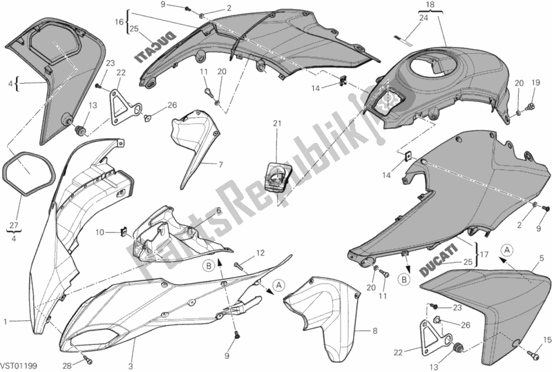 All parts for the 34a - Fairing of the Ducati Multistrada 1200 S Touring USA 2012